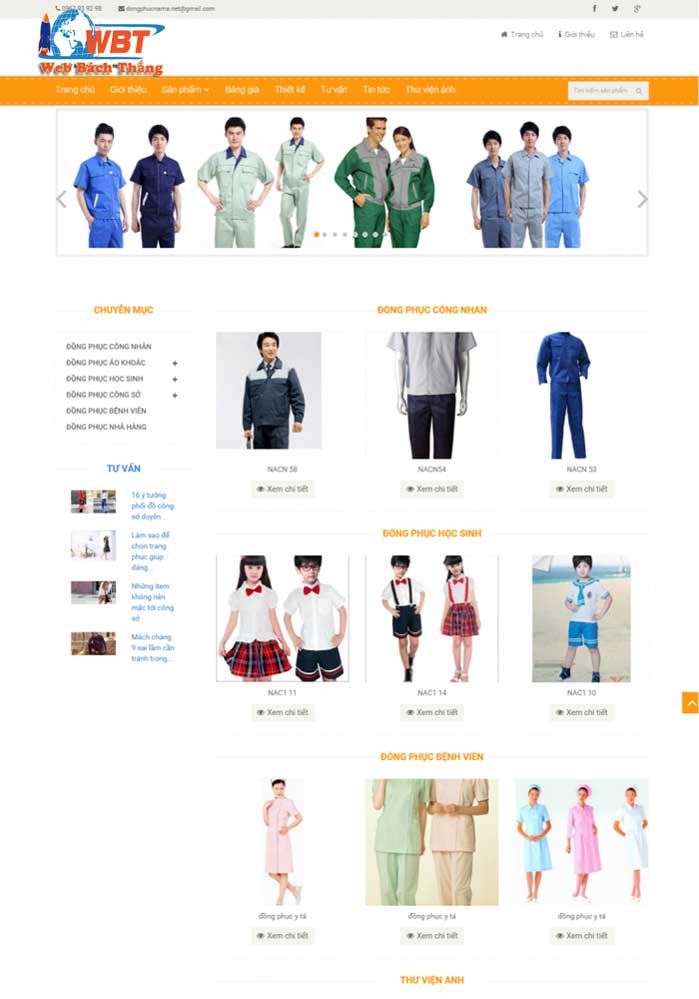 thiết kế website đồng phục