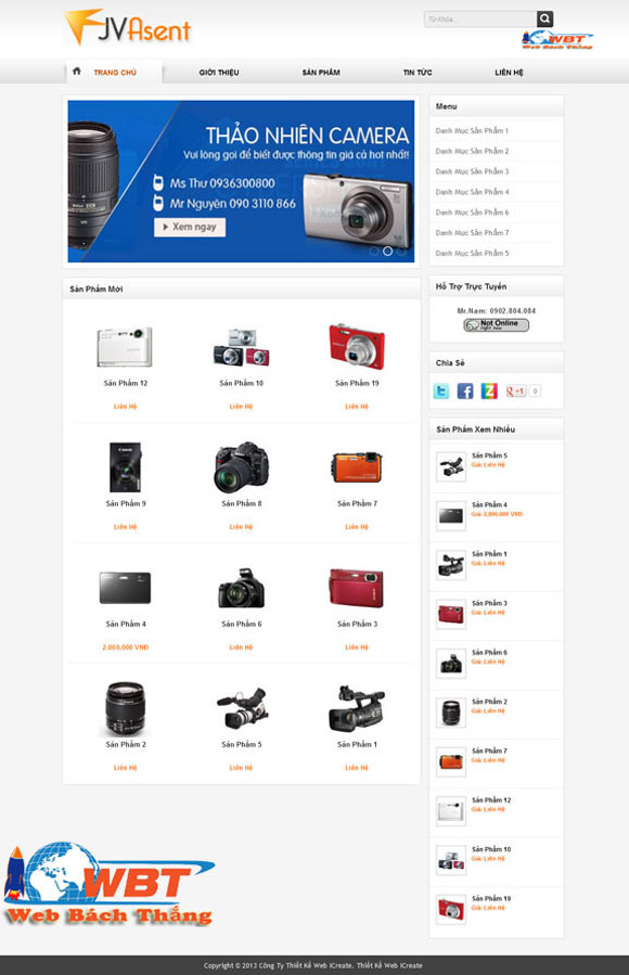 thiết kế Website mua bán máy ảnh chuyên nghiệp