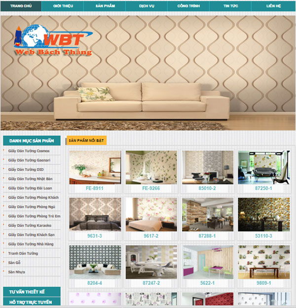 Thiết kế website bán giấy dán tường